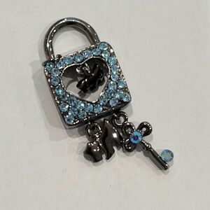 Elegant Silver and Blue Heart Lock Charm with Key and 2 Scotty Dogs 1-255